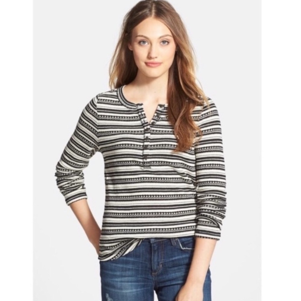 Lucky Brand ~ Striped thermal henley top